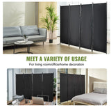 4-Panel Room Divider Folding Privacy Screen Home Office 224 x 171cm Black