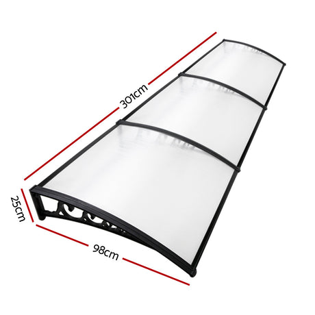 Window Door Awning 1mx3m Transparent