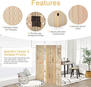 152 cm 4-Panel Folding Pegboard Display Divider – Natural