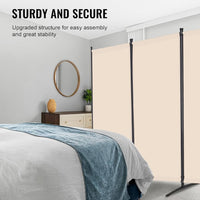 Beige 4-Panel Oxford-Cloth Room Divider – 346 × 184cm