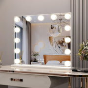 Vanity Mirror Hollywood Mirror with Lights,Led Makeup Mirror with Magnifying Mirror Bedroom Table Mirror/Wall Mounted Mirror Big Mirror (50.5x39.7cm, White)