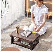 Adjustable Folding Solid-Wood Tatami Tea Table