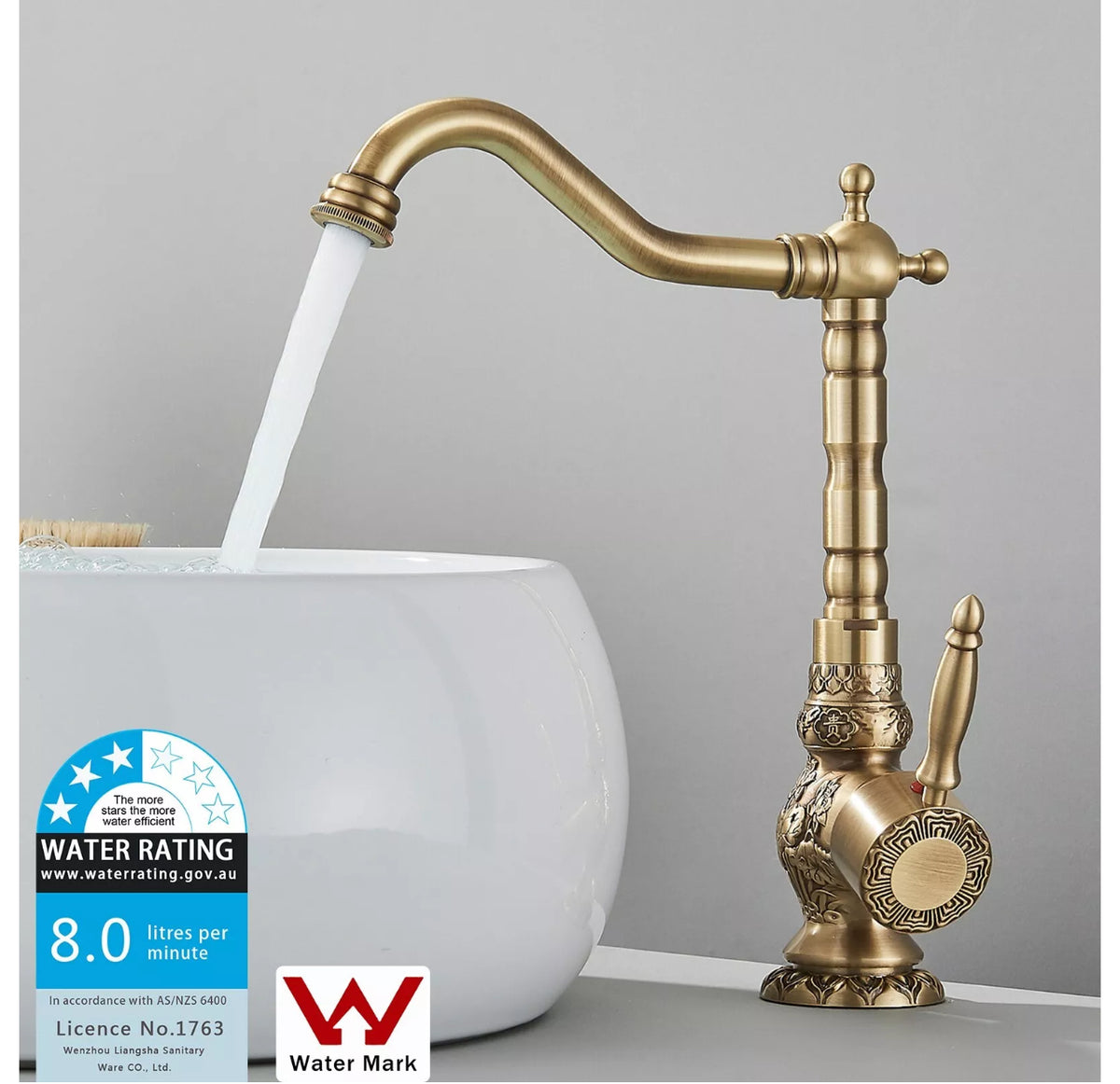 Antique Brass Single-Lever Bathroom Basin Mixer Tap