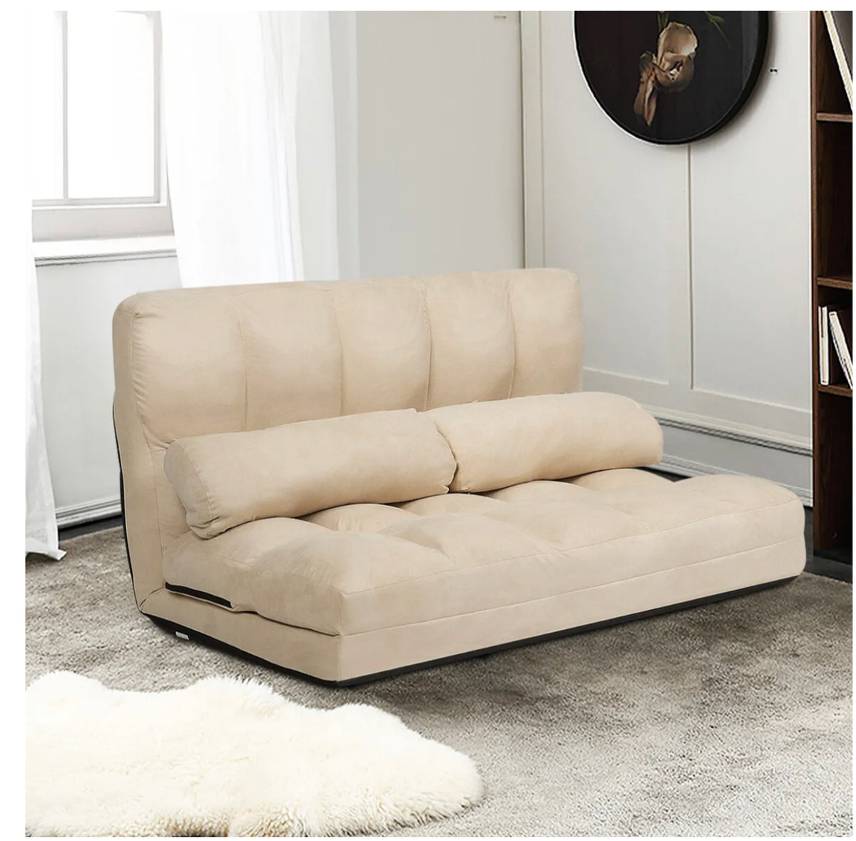 6-Position Foldable Floor Sofa with 2 Pillows