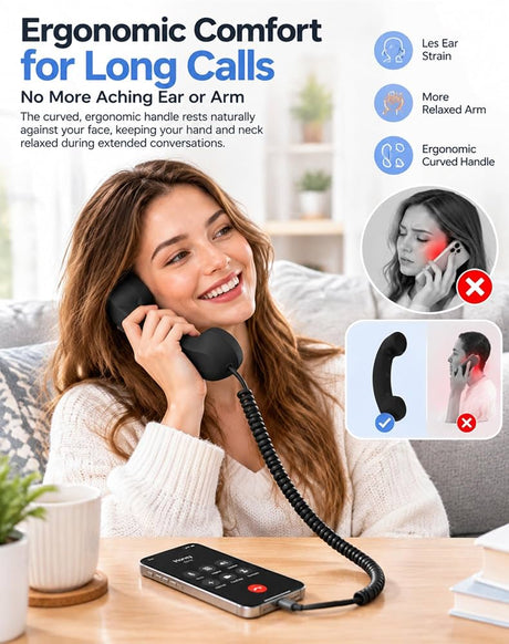 Retro USB-C Wired Phone Handset with Microphone & Volume Control