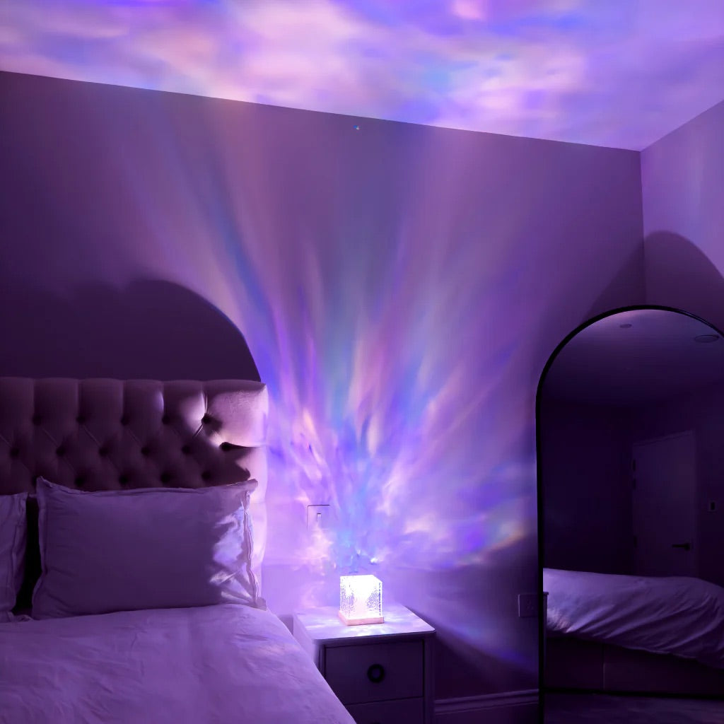 16-Colour Aurora & Ocean Ripple Cube Lamp – Rechargeable