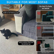 Left-Side Dark-Grey Sofa Arm Cat Scratch Protector – 43 × 36 × 28 cm
