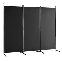 226 × 185 cm 3-Panel Black Fabric Room Divider