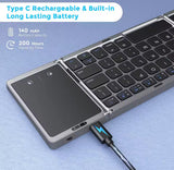 Foldable Wireless Bluetooth Keyboard Rechargeable Portable for PC Mac Smartphone Windows iOS Android