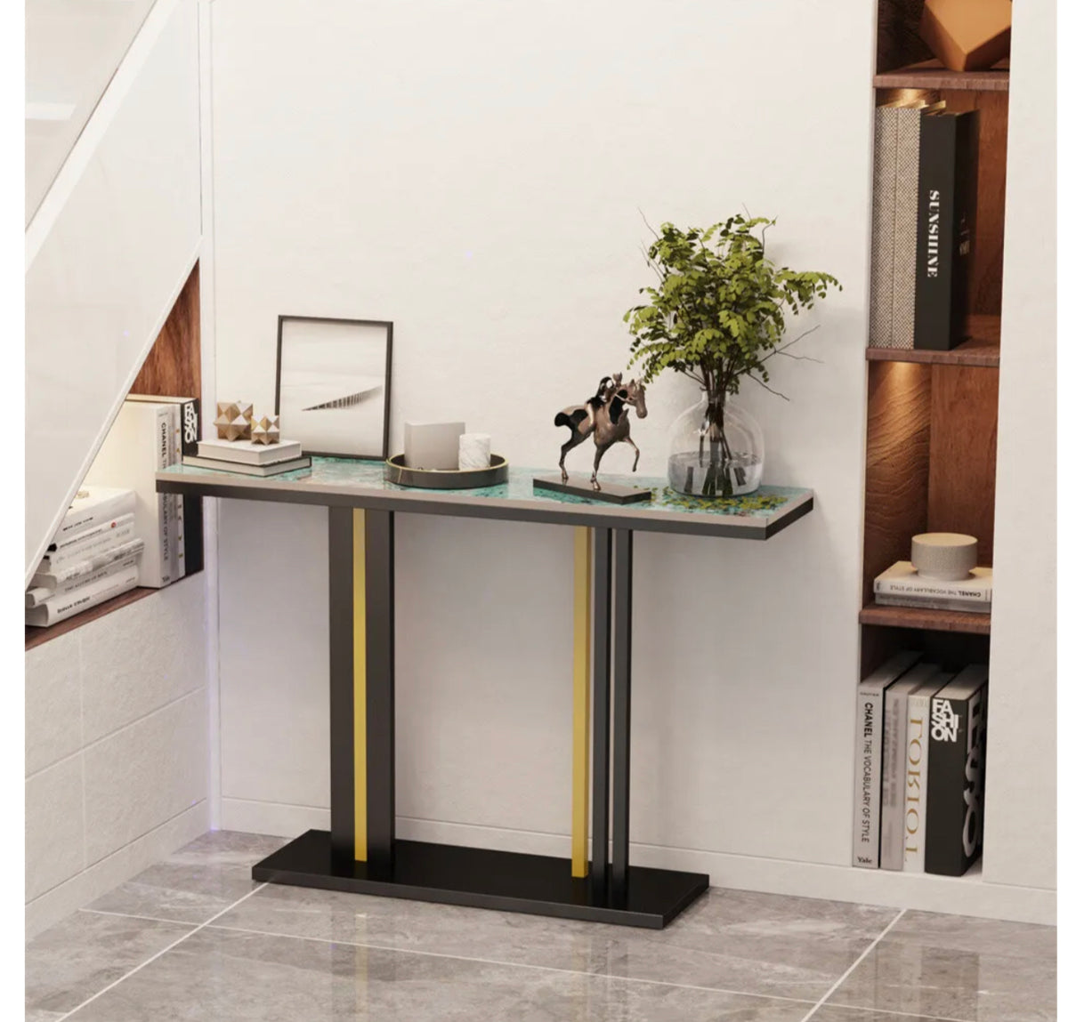 Emerald-Green Marble Console Table