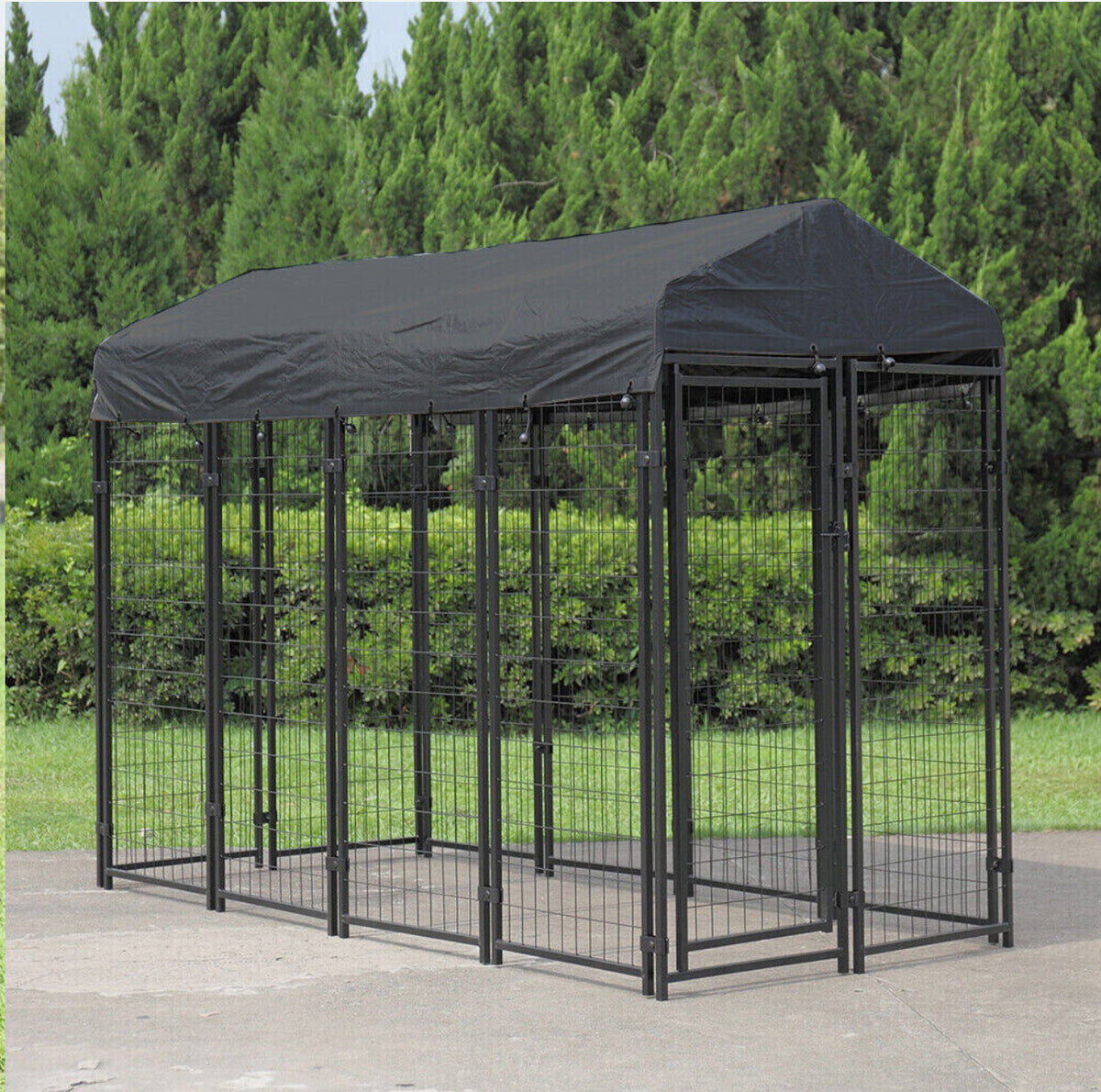 Painted-Iron Dog Kennel Run with 210D Oxford Cover – 3 Sizes