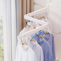 Tri-Fold Wall-Mounted Clothes-Drying Rack – White
