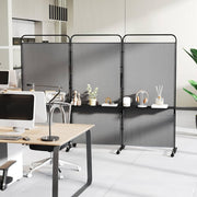 188cm Rolling 3-Panel Room Divider with 3 Shelves – 3 Colours