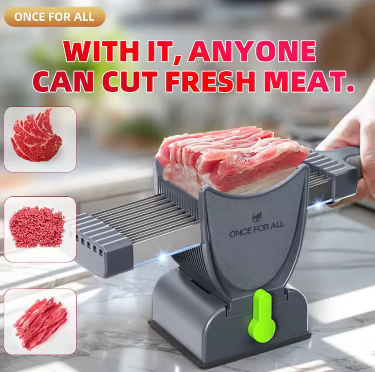 All Miniature Manual Stainless Steel Fresh Meat Cutter Chopper for Meat Slicing Strips Dices for Home Kitchen