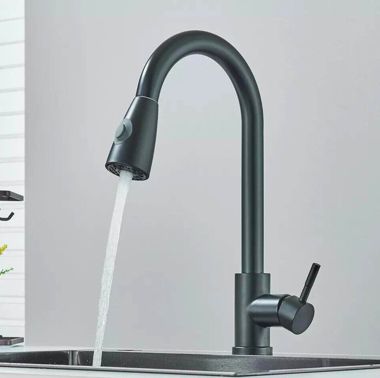WELS Kitchen Mixer Tap Black 360° Pull Out 2-Mode Spray Laundry Sink Faucet