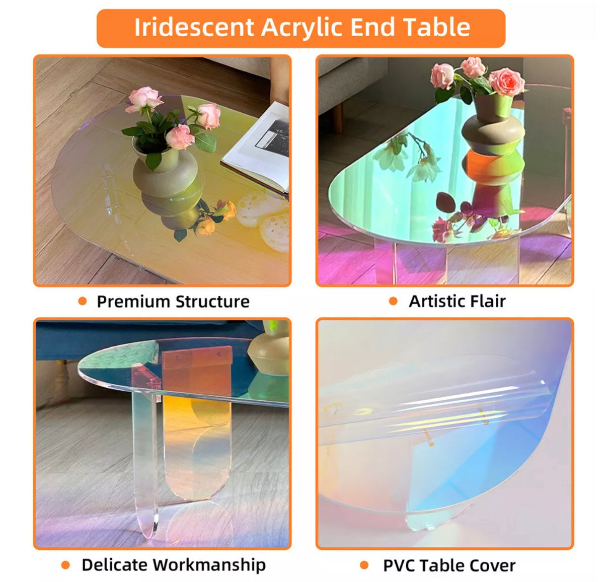 Iridescent Acrylic Oval Coffee Table