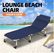 4-Position Folding Camping Lounger with Pillow – Up to 136 kg
