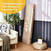 152 cm 4-Panel Folding Pegboard Display Divider – Natural