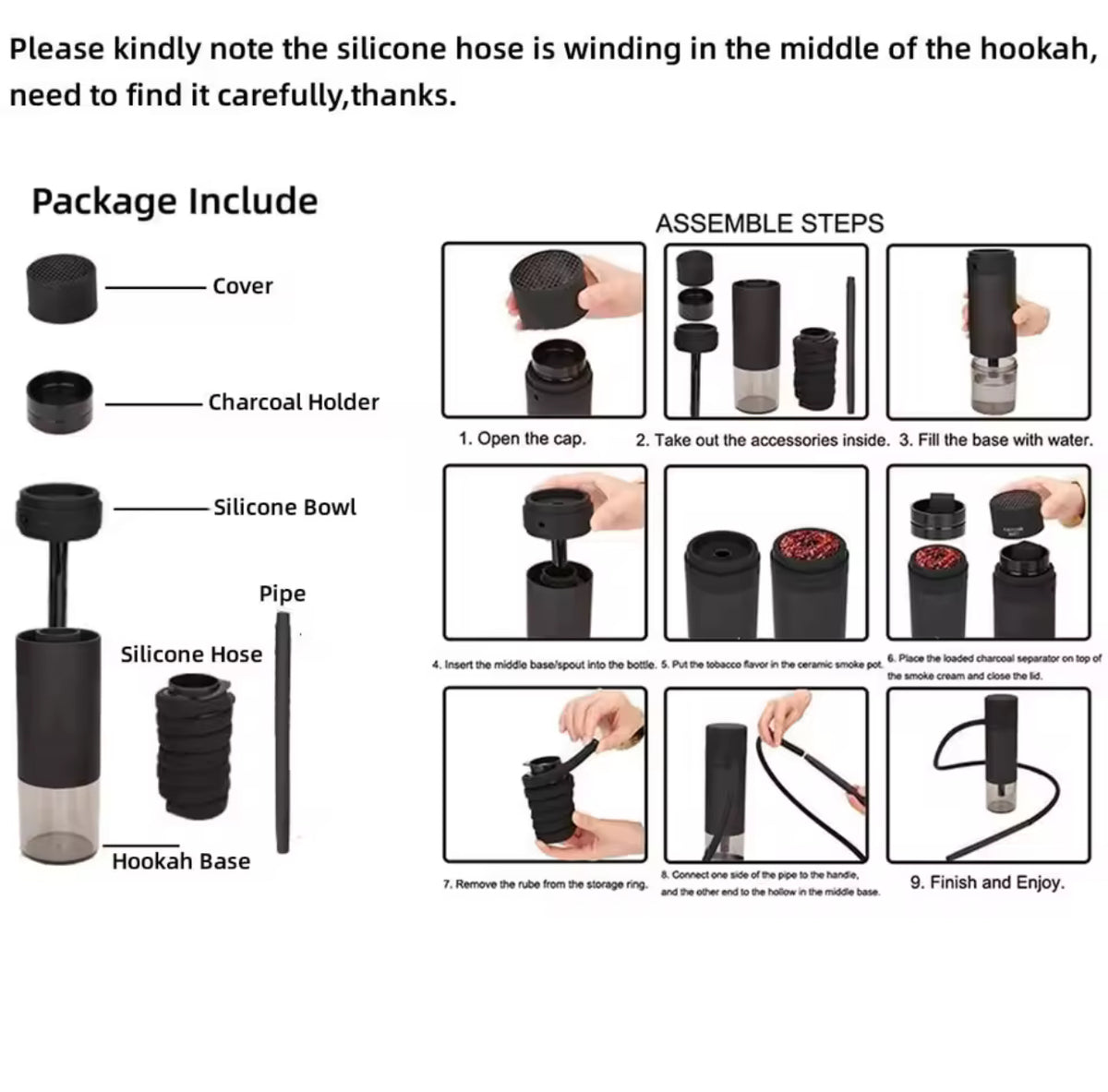 Portable Car Smoker Hookah Set with Ceramic Tobacco Bowl Cigarette Holder Luxury Shisha Smoking Accessories