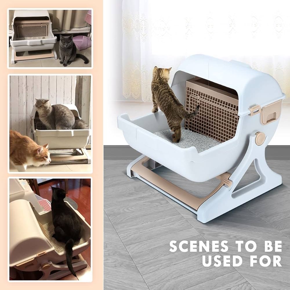 Semi-Automatic Cat Litter Box with Drawer – 48.5 × 25.5 × 55 cm