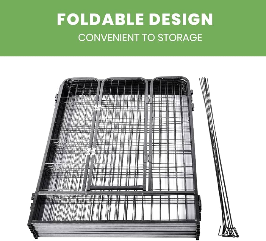 8-Panel Foldable Metal Pet Playpen with Gate