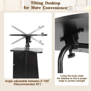 Mobile Height-Adjustable Podium with Tilting Top & Storage