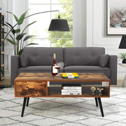 109 cm Mid-Century Coffee Table with Drawer & Open Shelf