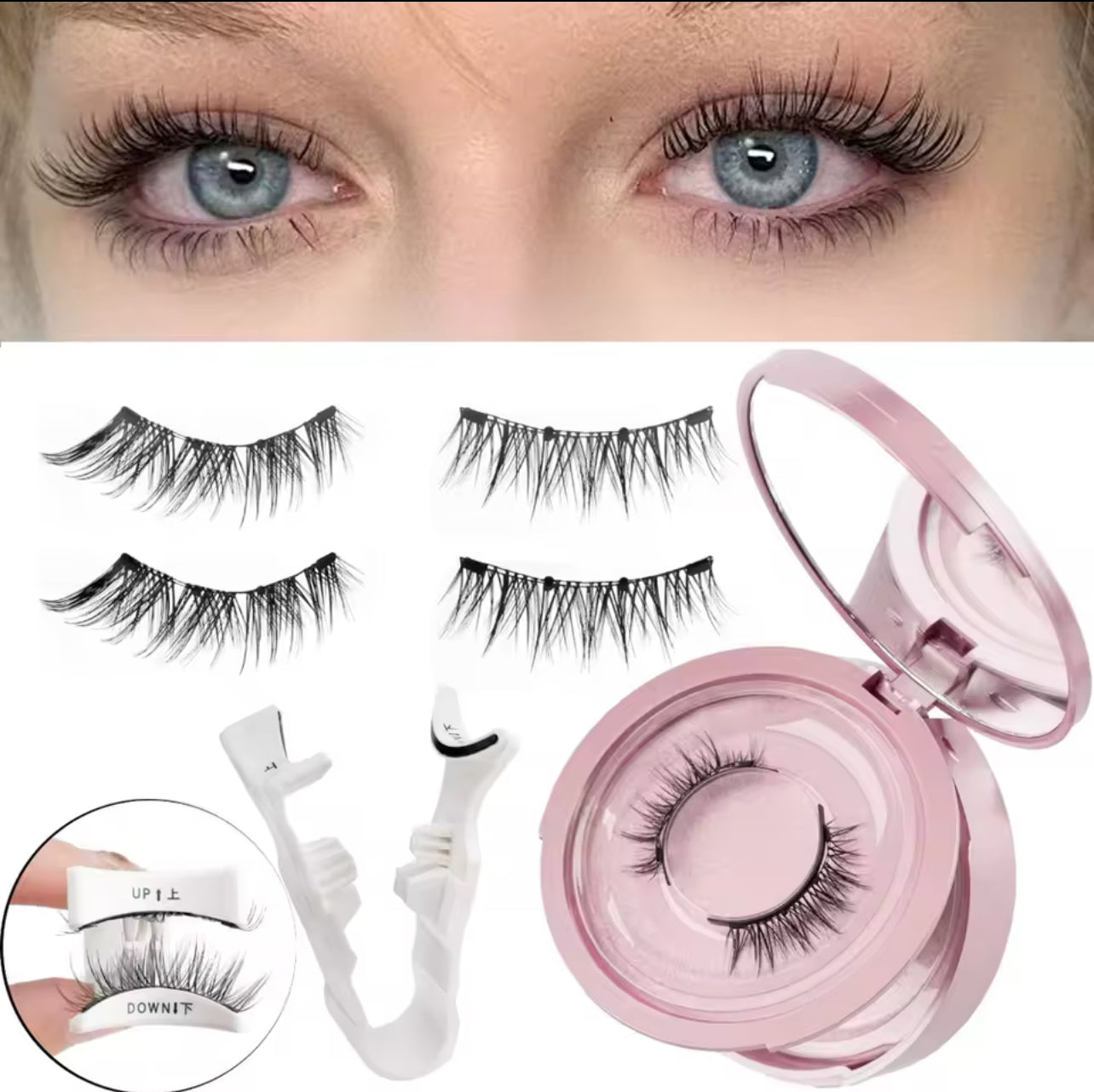 2-Pair Magnetic False Eyelash Set with Applicator
