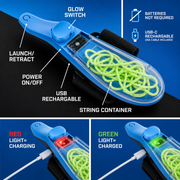 Web Shooter - Rope Launcher Wristband Toy,  Automatic Recoil Flying String Shooter with Night Glow