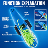 ZippString™ Web Shooter - Rope Launcher Wristband Toy,  Automatic Recoil Flying String Shooter with Night Glow