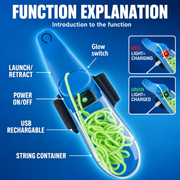 Web Shooter - Rope Launcher Wristband Toy,  Automatic Recoil Flying String Shooter with Night Glow