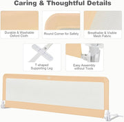 Bed Rails for Toddlers, 180cm Extra Long, Swing Down Bed Guard w/Safety Strap for Convertible Crib, Folding Baby Bedrail for Kids Twin, Double, Full Size Queen & King Mattress