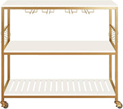 3-Tier Mobile Bar Cart with Glass Holder
