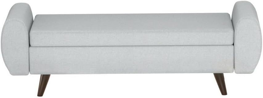 140 cm Grey Linen Storage Ottoman with Armrests