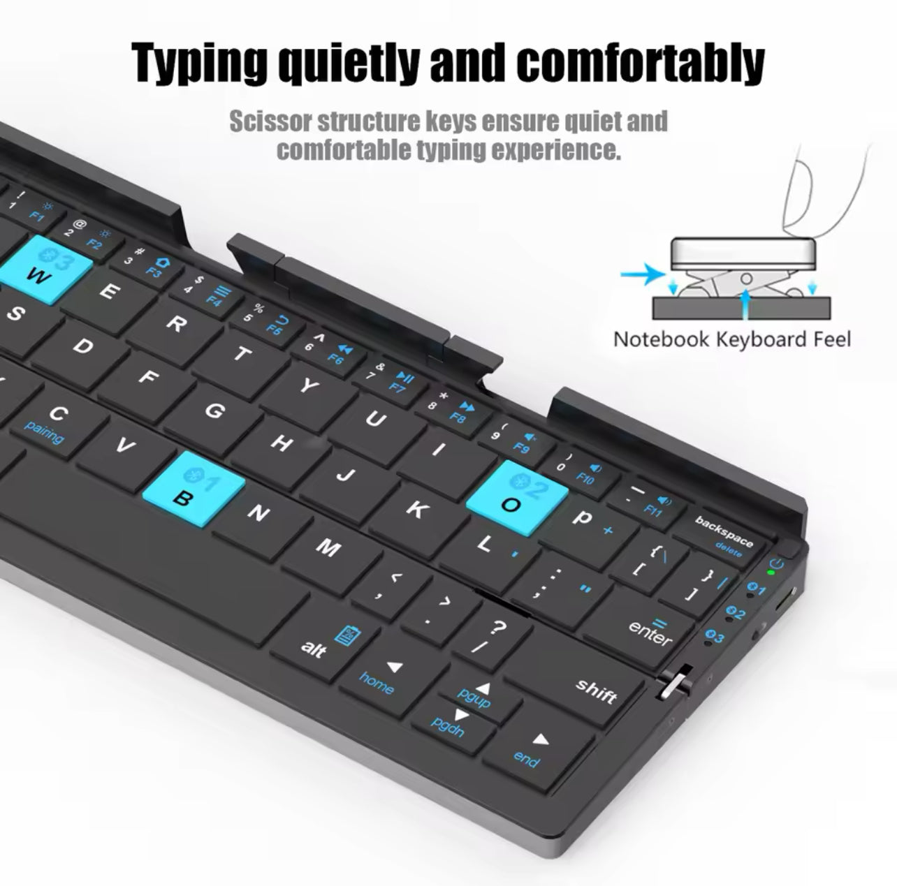 Folding Bluetooth Keyboard with Magnetic Device Stand