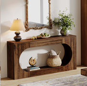 Rustic-Brown Wood Console Table