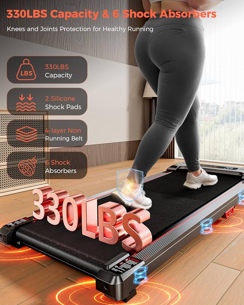 Walking Pad with Handle Bar, Anylife Incline Walking Pad Under Desk Treadmill, 2.5HP Portable Small Treadmills for Home, Compact Treadmill 150KG Capacity with LED Display
