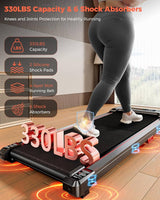 Walking Pad with Handle Bar, Anylife Incline Walking Pad Under Desk Treadmill, 2.5HP Portable Small Treadmills for Home, Compact Treadmill 150KG Capacity with LED Display