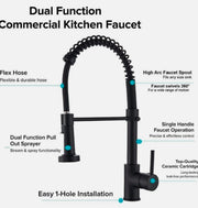 Black Pull-Out Kitchen Mixer Tap – 360° Swivel