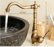 Antique Brass 360°Swivel Basin Taps Mixer Sink Laundry Kitchen Faucet Spout