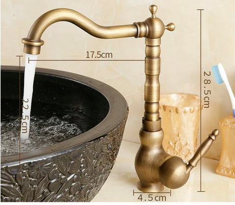 Antique Brass 360°Swivel Basin Taps Mixer Sink Laundry Kitchen Faucet Spout