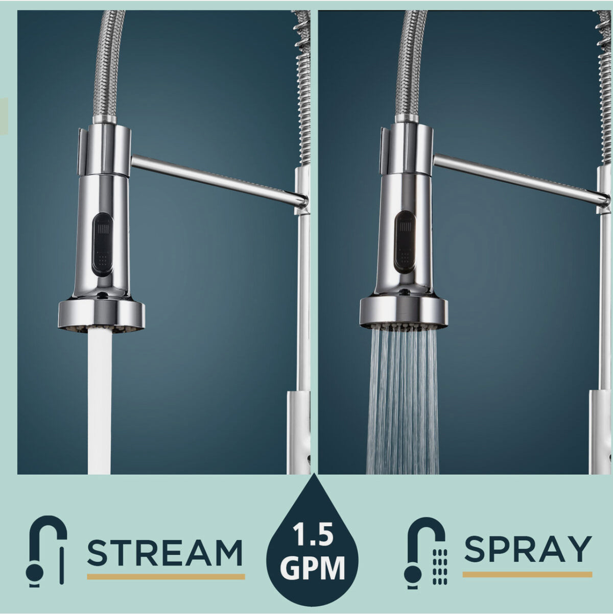 Chrome Pull-Out Kitchen Tap with 2-Mode Sprayer