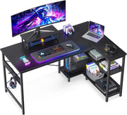 100 cm Reversible L-Shaped Desk with Shelves & Monitor Stand