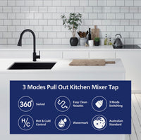 ACA 3-Mode Pull-Out Sink Mixer Tap – Matt Black