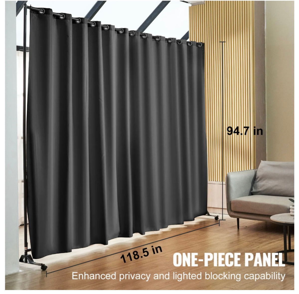 301 × 240 cm Rolling Curtain Room Divider – 2 In-Stock Colours