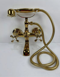 Gold Brass Bath Tap & Handheld Shower Set