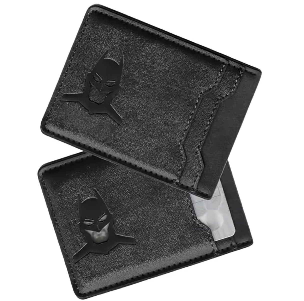 Bat Wallet, Personalized Leather Slim 2 Pocket Superhero Mask Card Holder (Buy 2, Get 2 FREE)