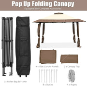 393 cm Double-Tier Pop-Up Gazebo with Adjustable Height