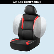 Memory Foam Car Seat Covers, Leather & Mesh Thick Protection, Black Front Cover, Airbag Compatible, Automotive Comfort & Protection for Most Cars, Trucks, SUVs, Black & Memory Foam (SK01055)