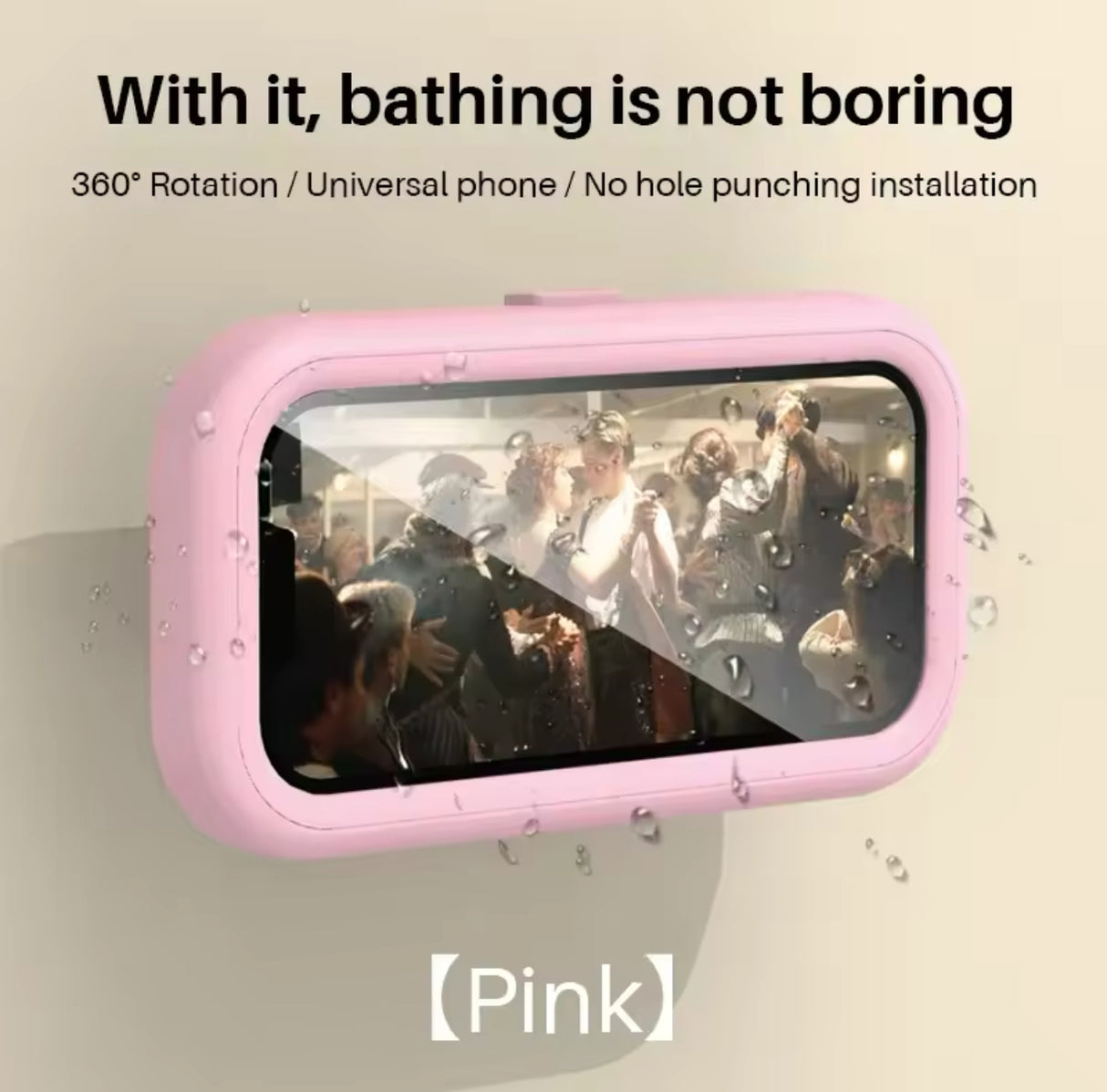 Cell Phone Holder Adjustable Sticky Wall Mount Waterproof Box Shower Bathroom Phone Stand TV Catch Up Use All Smartphones